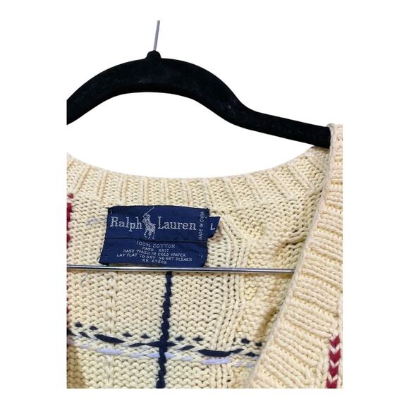 Ralph Lauren Vest Yellow Men 100% Cotton Large - Picture 3 of 4